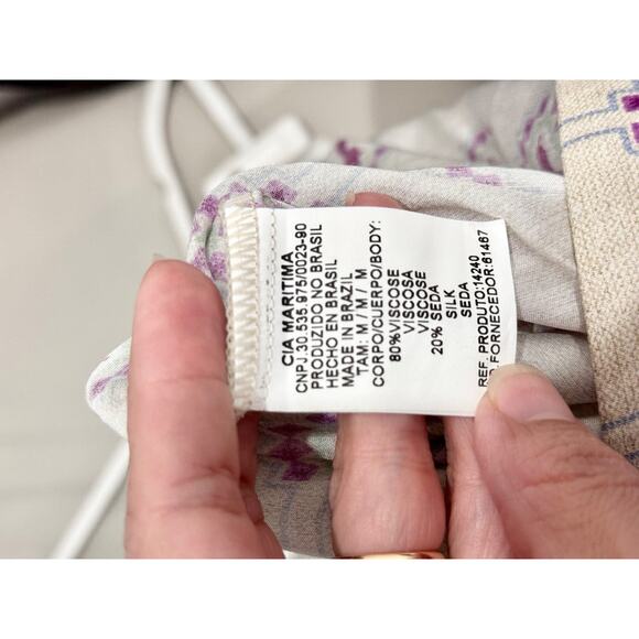 Cia Maritima Silk 2 Piece Cover-Up Set Shirt and Pants Vera Cruz Womens Size M - Picture 8 of 8